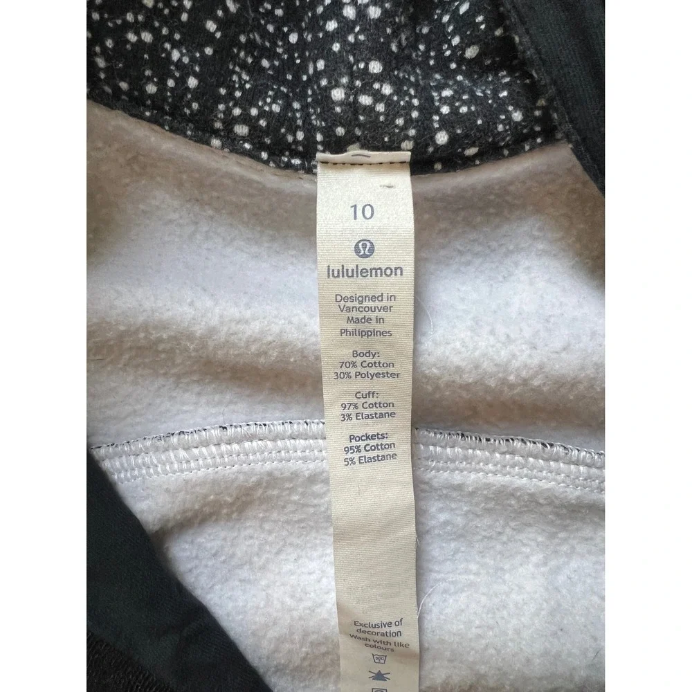 Lululemon Scuba Hoodie Light Cotton Fleece Night View White‎ Black Size 10